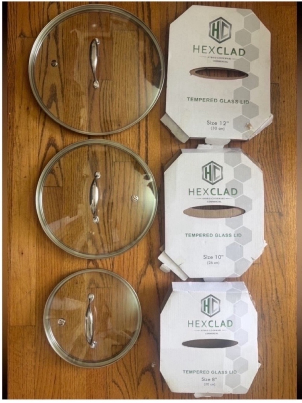HexClad Tempered Glass Cookware Lids - Clear Glass with Stainless Trim (Set)